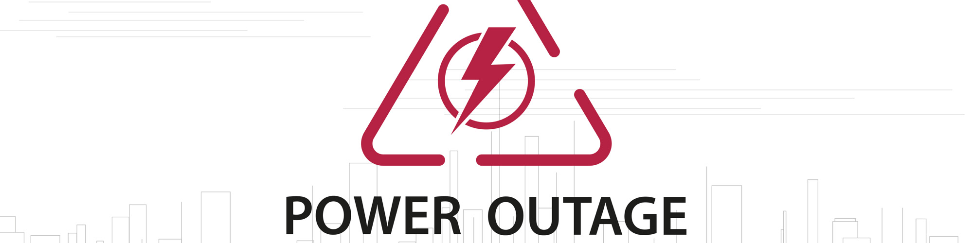 An image that includes a graphic that says power outage